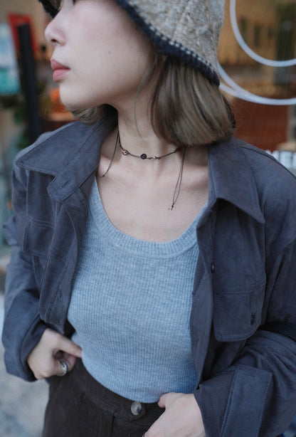 MZ897 SUEDE SHIRT TOP SET