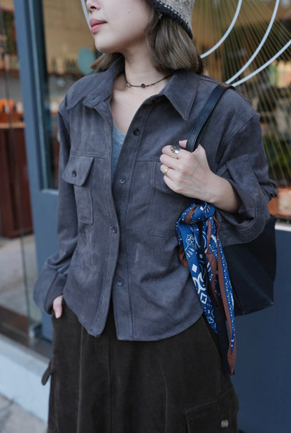 MZ897 SUEDE SHIRT TOP SET