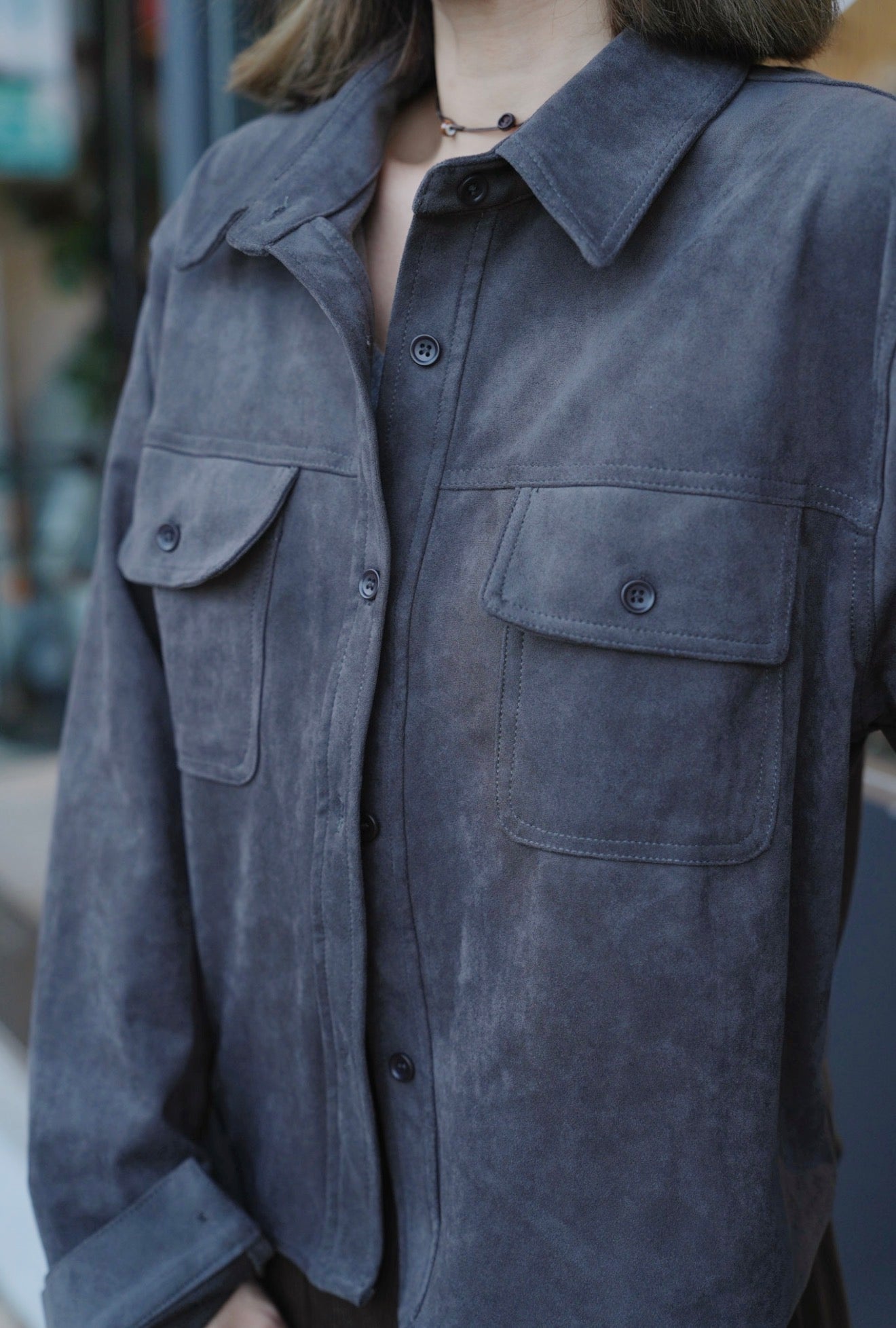 MZ897 SUEDE SHIRT TOP SET