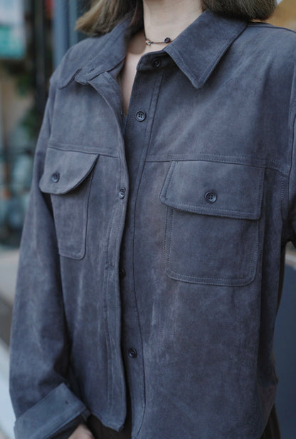 MZ897 SUEDE SHIRT TOP SET