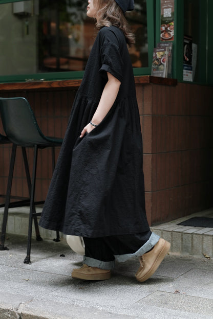 CA689 HITOMI V-NECK SEERSUCKER DRESS