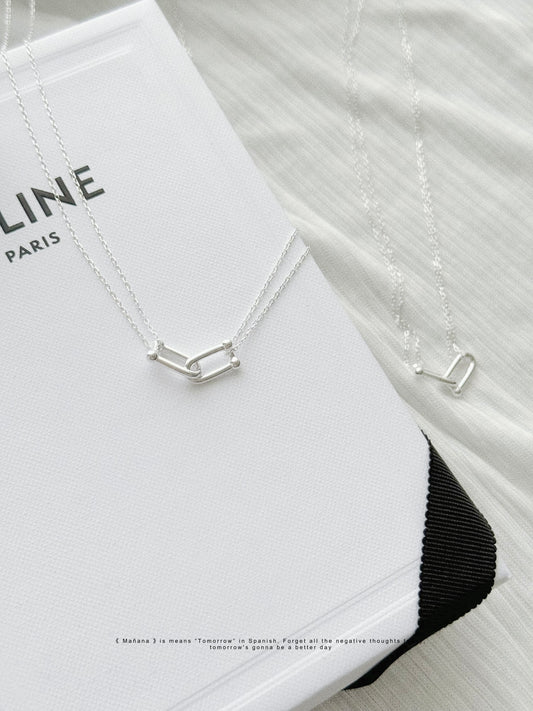 MZ-201 Silver 925 Horsehoe Buckle Necklace