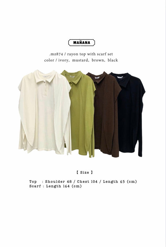 MZ874 RAYON TOP WITH SCARF SET