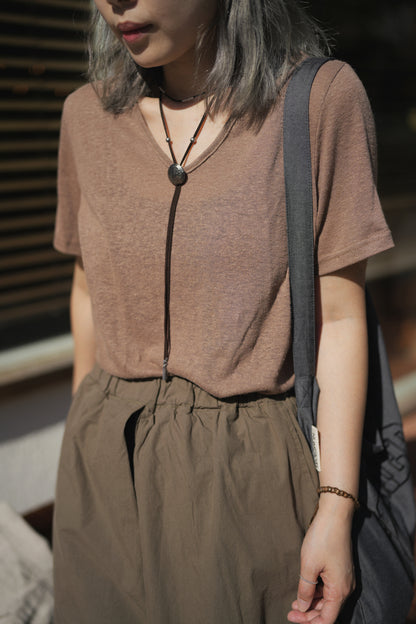 MZ342 Linen V-Neck Tee 【 買 2 件 減 $ 2 0 】