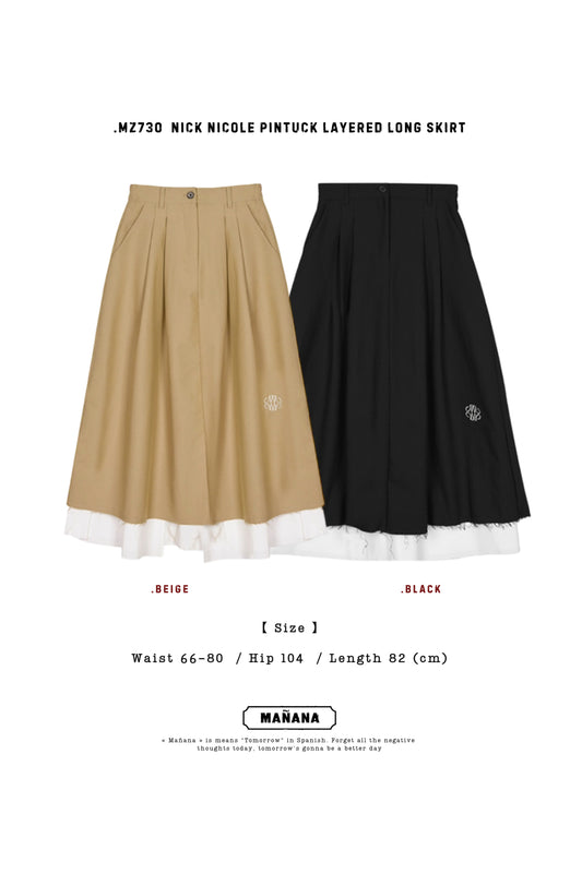 MZ730 NICK NICOLE PINTUCK LAYERED LONG SKIRT