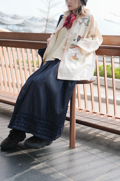 MZ950 RUFFLED DENIM SKIRT