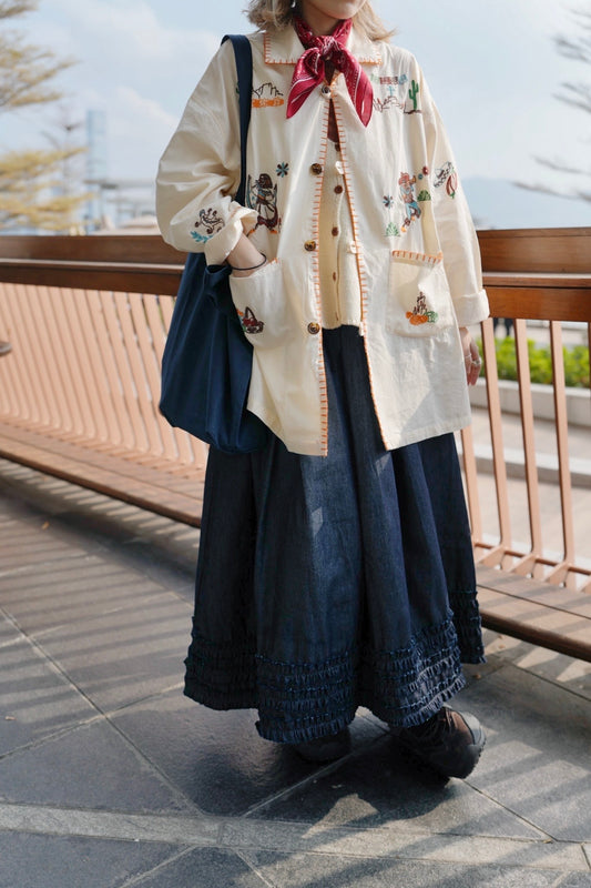 MZ950 RUFFLED DENIM SKIRT