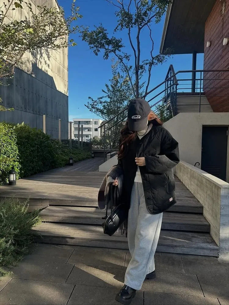 NA462 WAVY QUILTED MIDDLE COAT