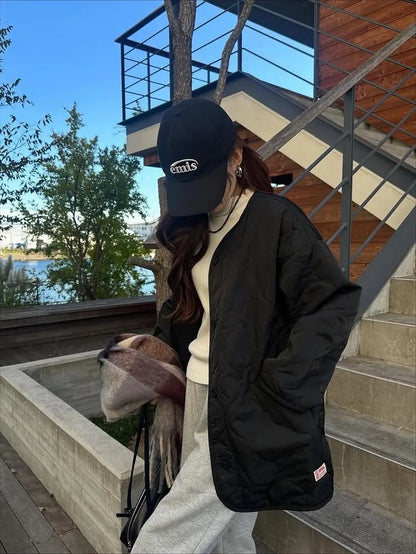 NA462 WAVY QUILTED MIDDLE COAT