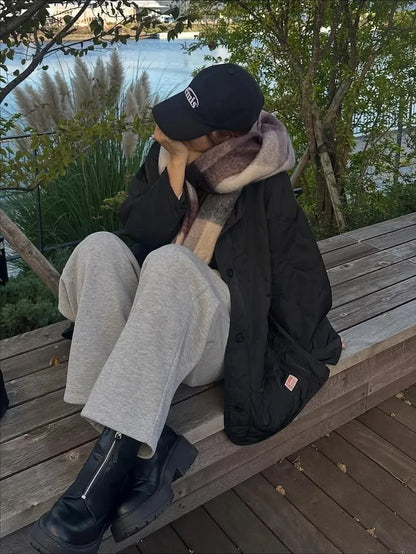 NA462 WAVY QUILTED MIDDLE COAT