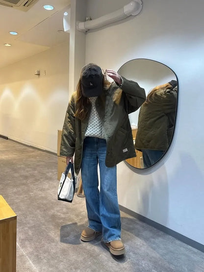 NA462 WAVY QUILTED MIDDLE COAT