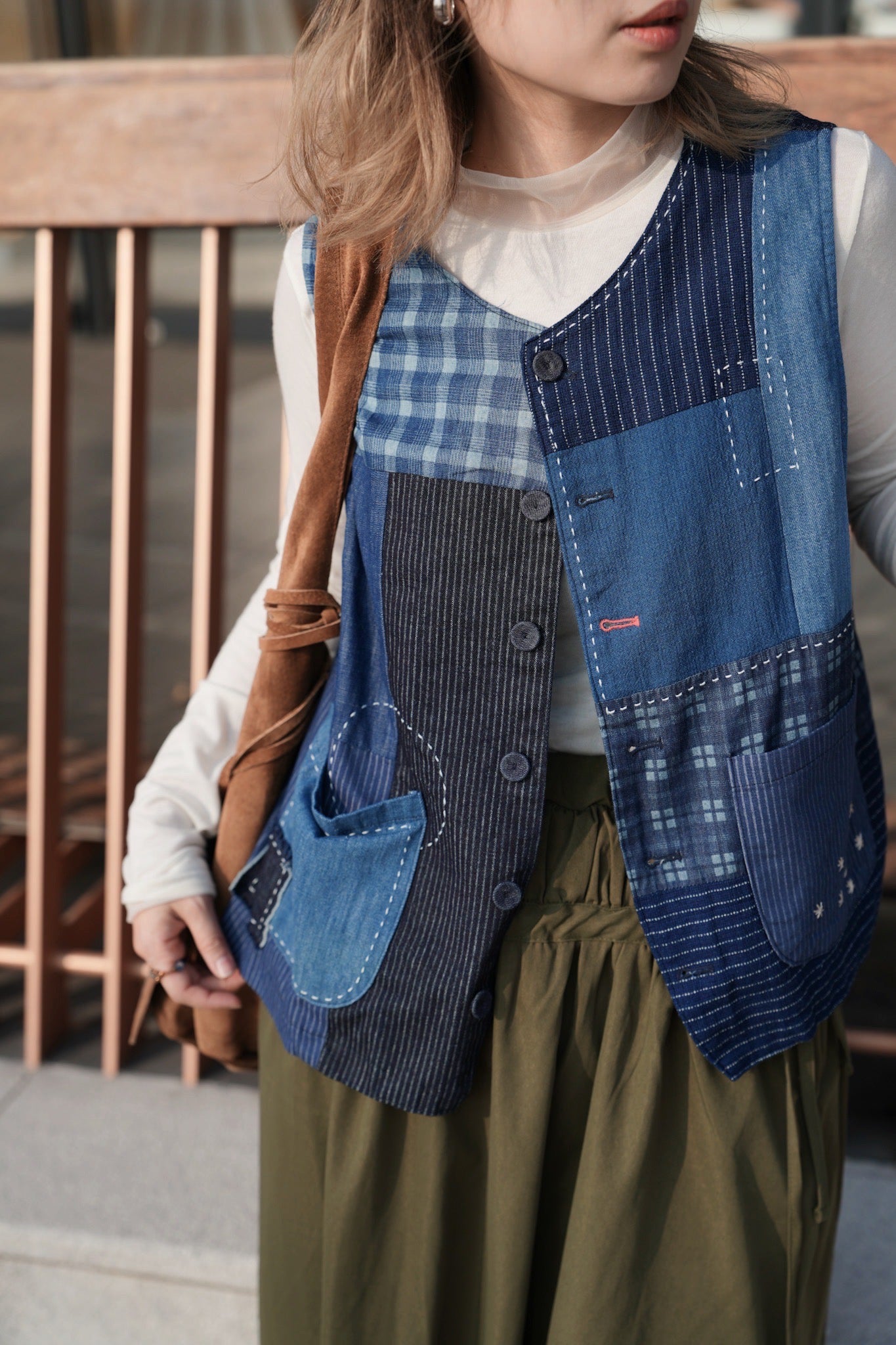 MZ954 PATCHWORK DENIM VEST