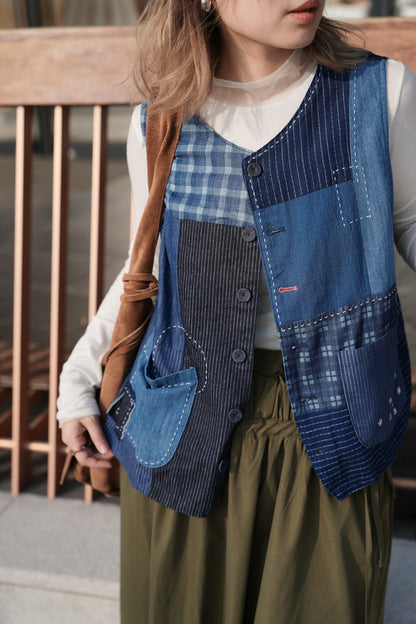 MZ954 PATCHWORK DENIM VEST