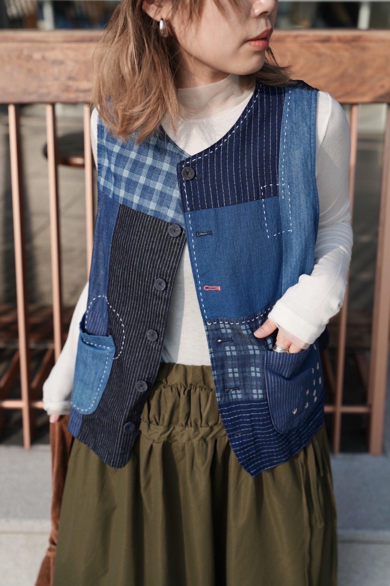 MZ954 PATCHWORK DENIM VEST