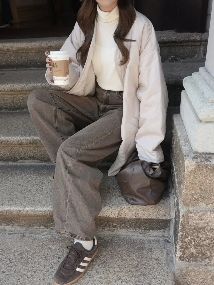 NA462 WAVY QUILTED MIDDLE COAT