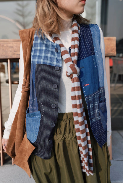 MZ954 PATCHWORK DENIM VEST