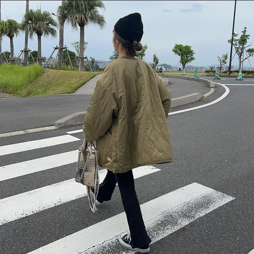 NA462 WAVY QUILTED MIDDLE COAT