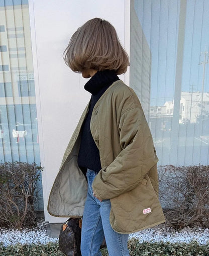 NA462 WAVY QUILTED MIDDLE COAT