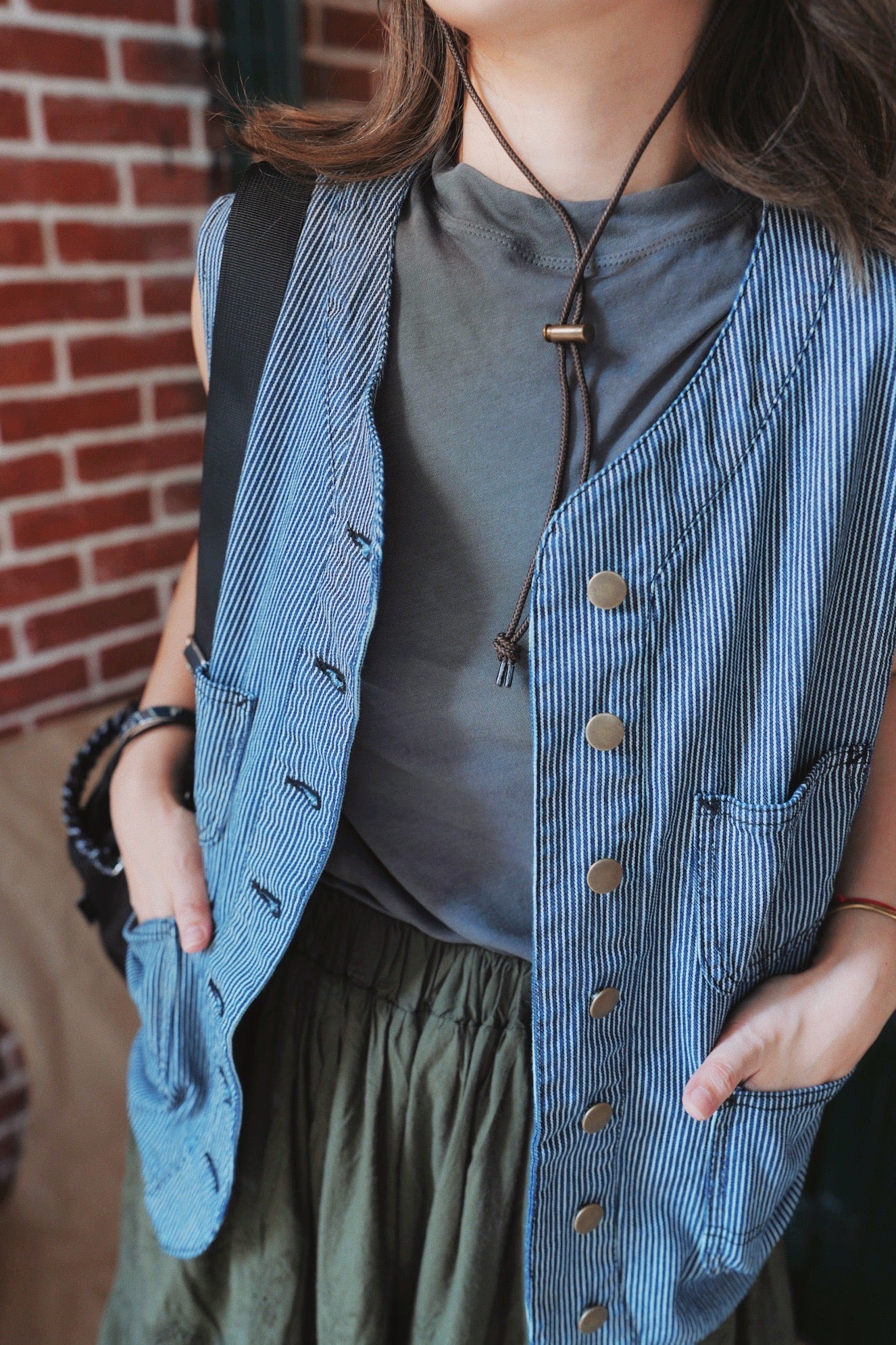 CA697 HICKORY STRIPE DENIM VEST