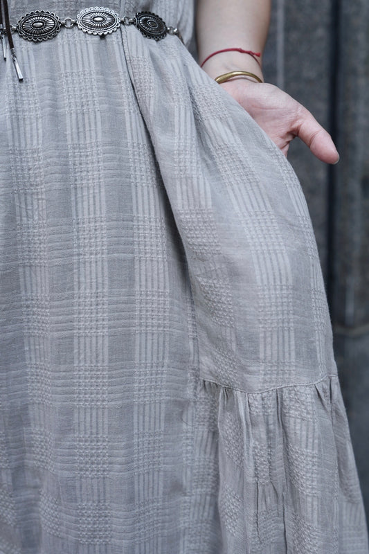 NA452 SHEER CHECKED ONE PIECE DRESS