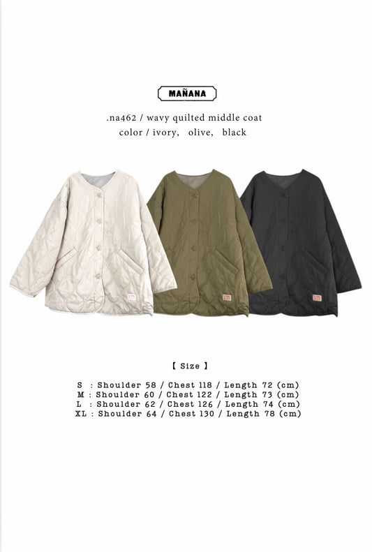 NA462 WAVY QUILTED MIDDLE COAT