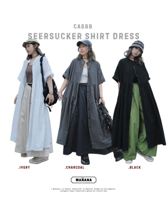 CA688 SEERSUCKER SHIRT DRESS