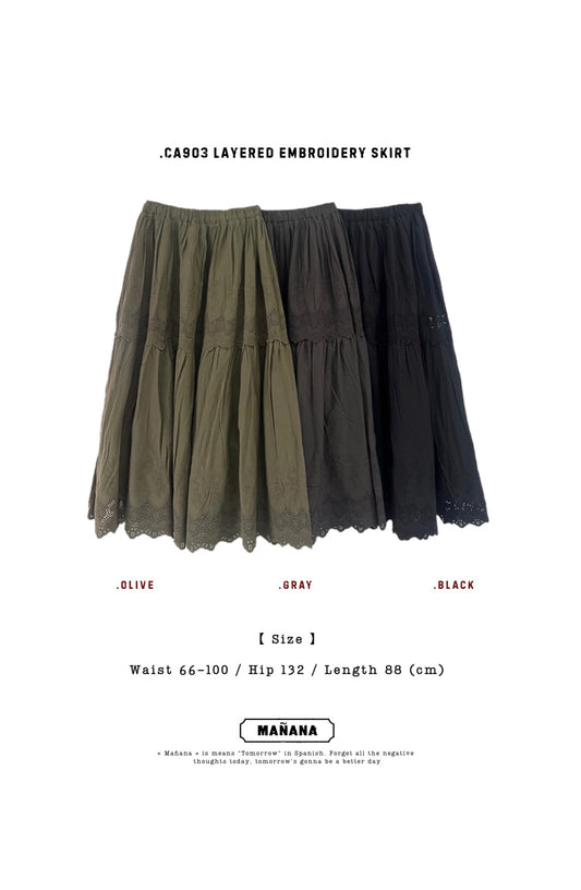 CA903 LAYERED EMBROIDERY SKIRT