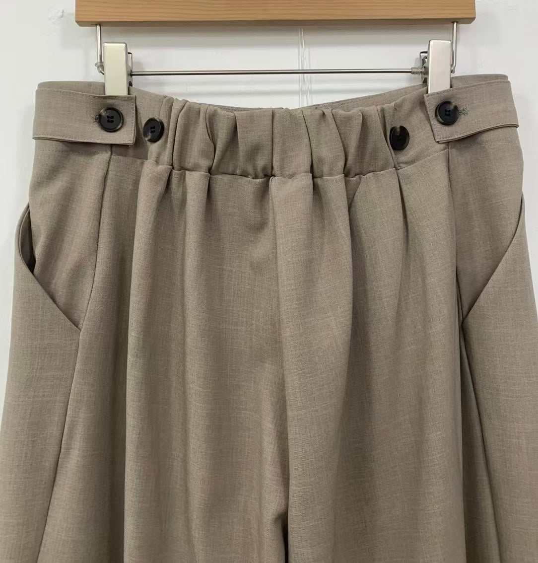 MZ640 PLEATED WAIST BAND STRAIGHT PANTS