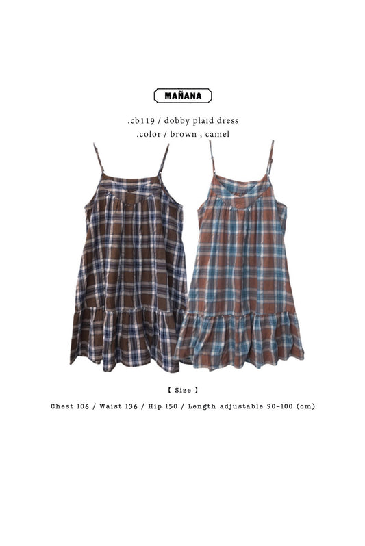 CB119 DOBBY PLAID MIDI DRESS