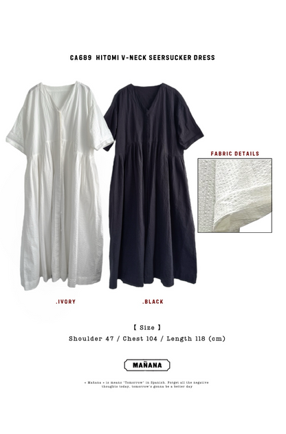 CA689 HITOMI V-NECK SEERSUCKER DRESS