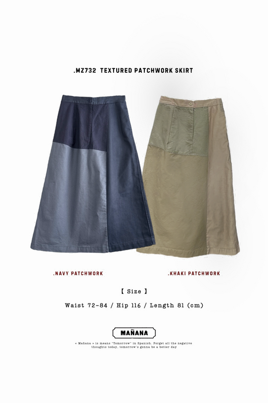 MZ732 TEXTURED PATCHWORK SKIRT