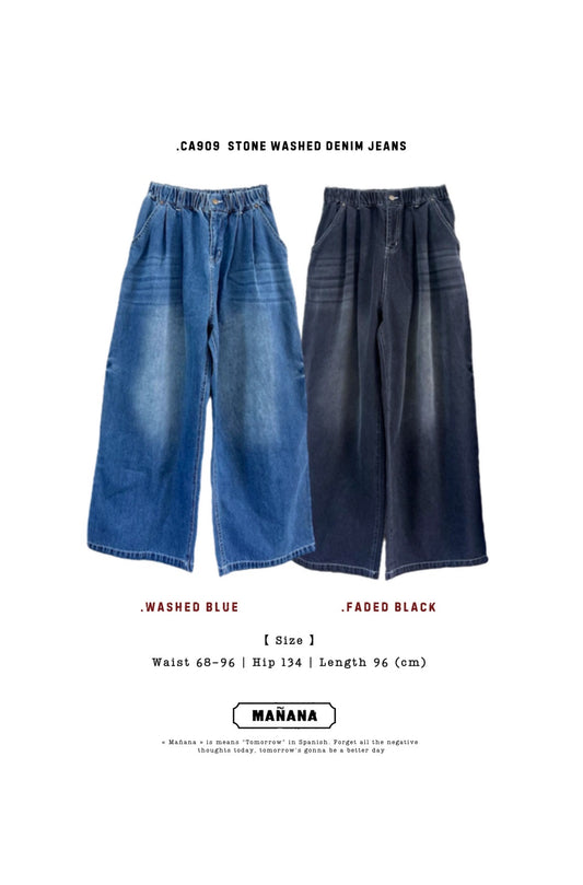 CA909 STONE WASHED DENIM JEANS