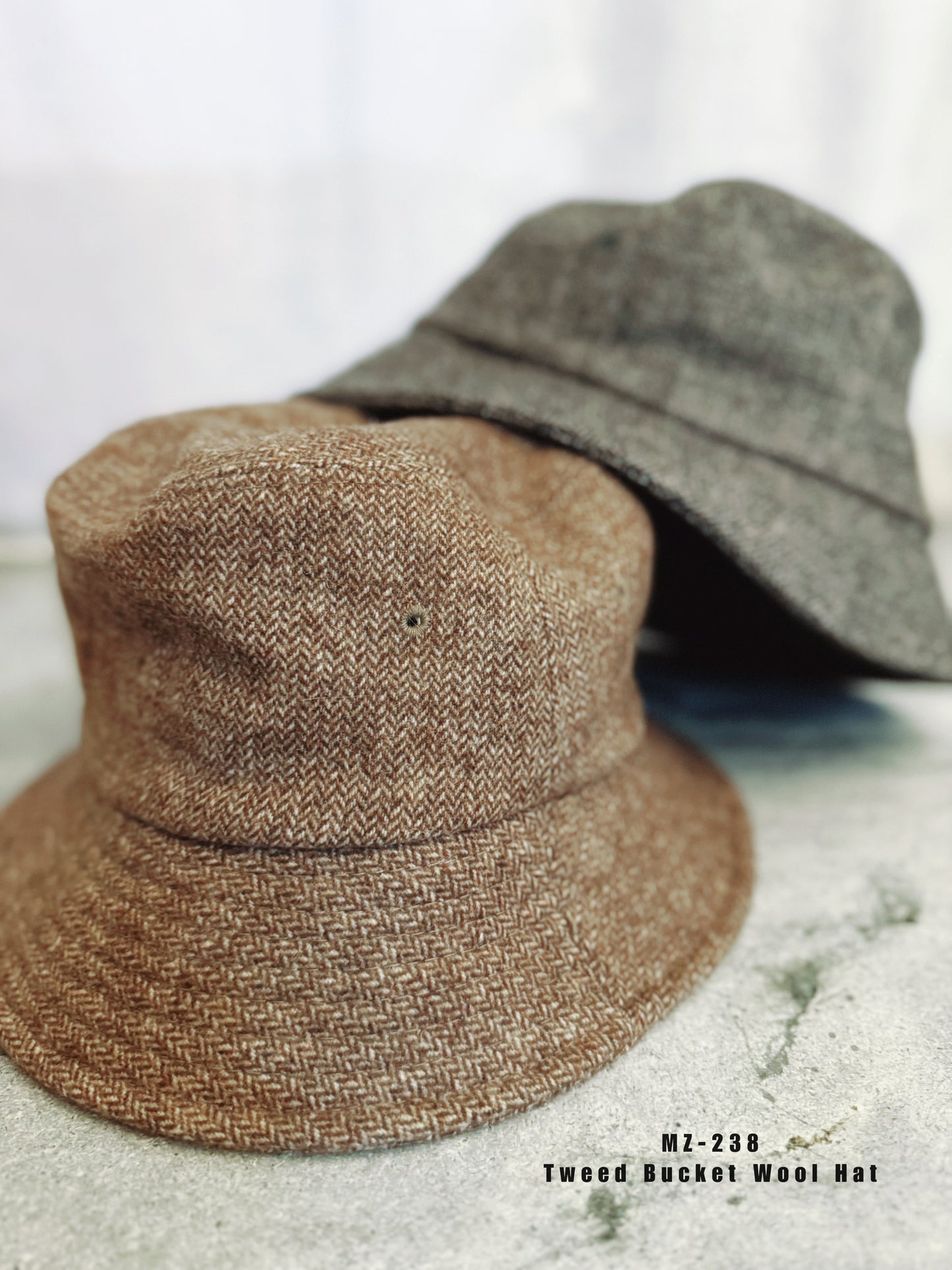 MZ-238 Tweed Bucket Wool Hat