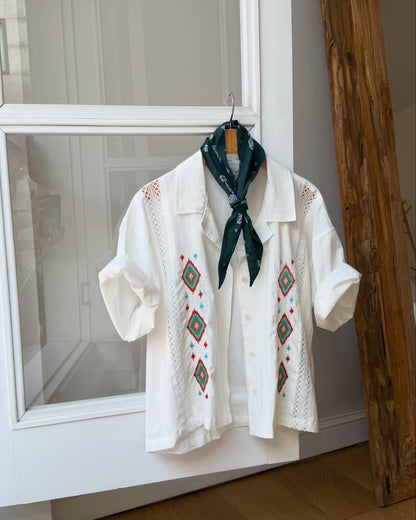 MZ818 NATIVE EMBROIDERED LACE SHIRT