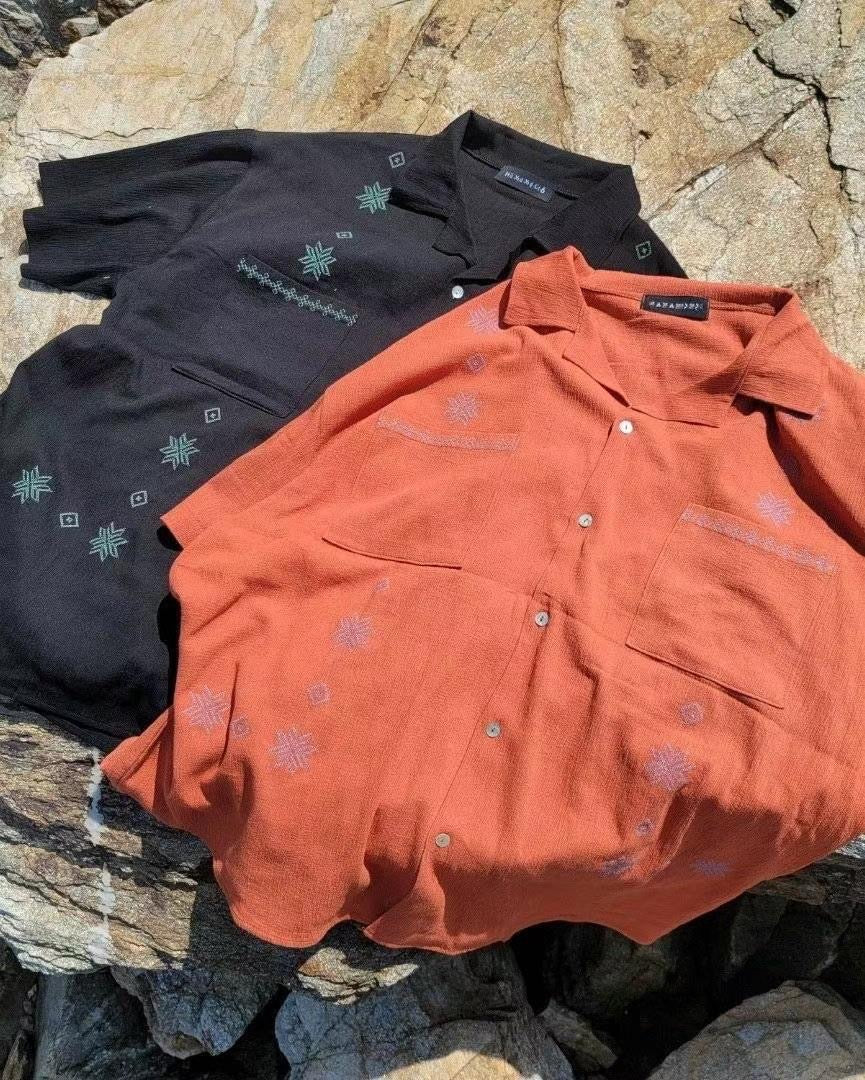 MZ370 Embroidered Crepe Shirt
