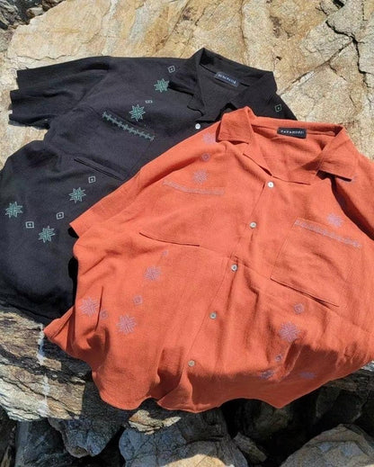 MZ370 Embroidered Crepe Shirt