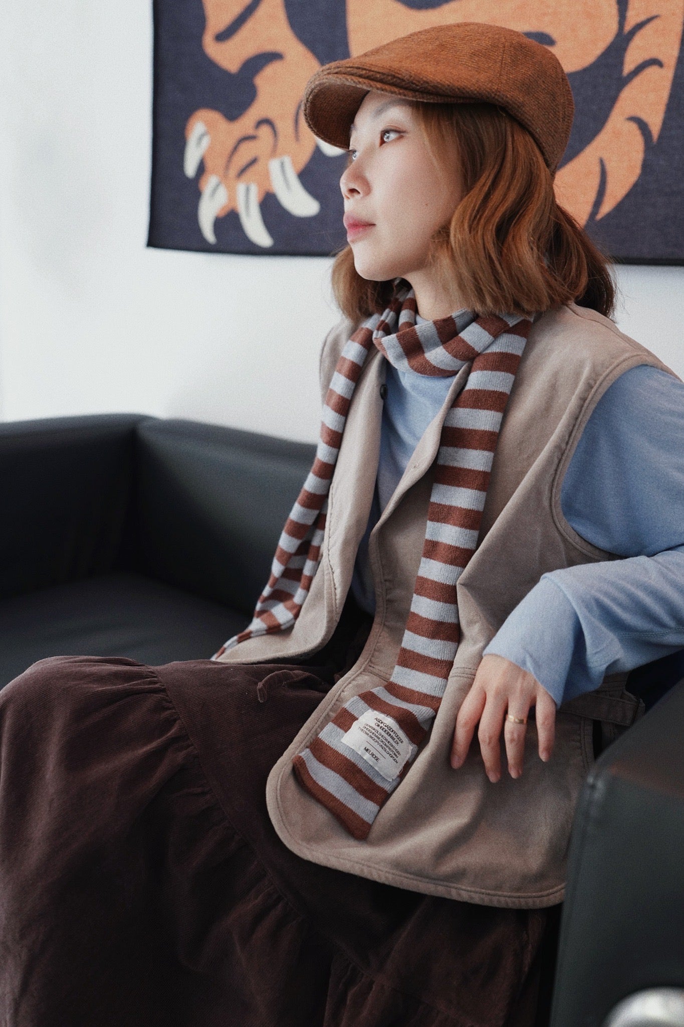 MZ888 STRIPED KNIT SCARF