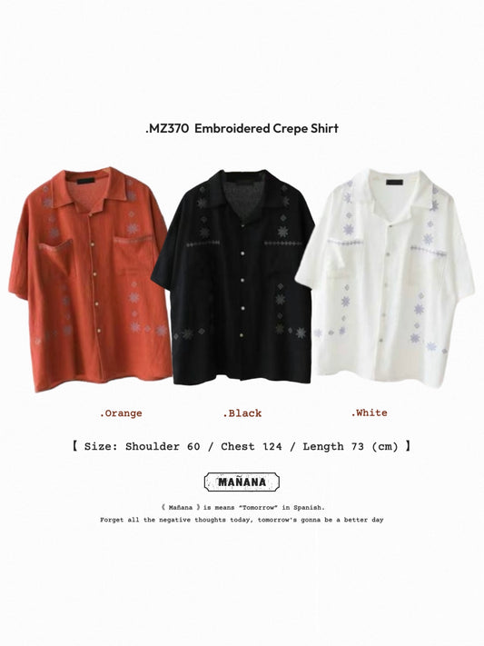 MZ370 Embroidered Crepe Shirt
