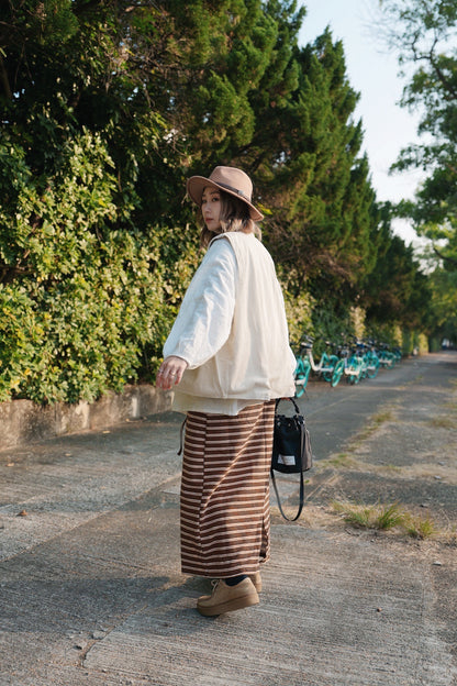 CA678 Striped Maxi Long Skirt