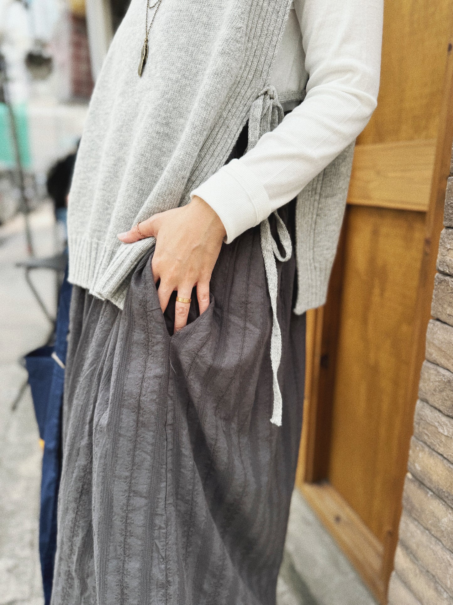 CA567 Embroidered Dobby Layer Dress