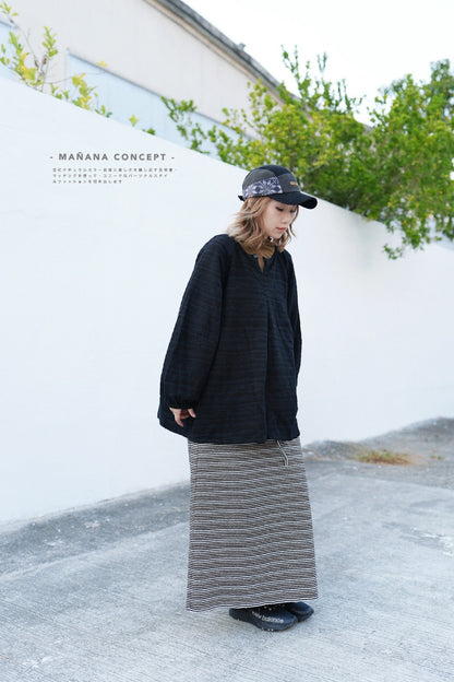 CA678 Striped Maxi Long Skirt