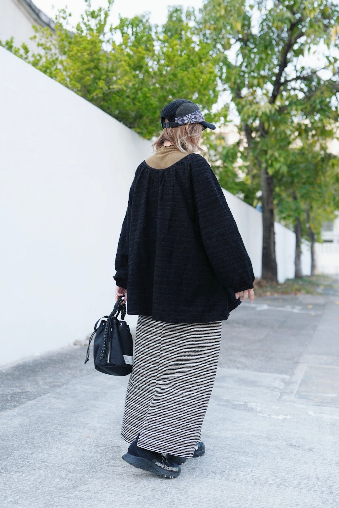 CA678 Striped Maxi Long Skirt