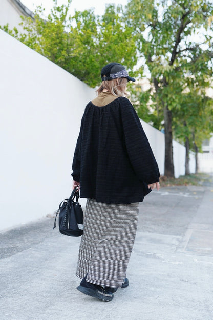 CA678 Striped Maxi Long Skirt