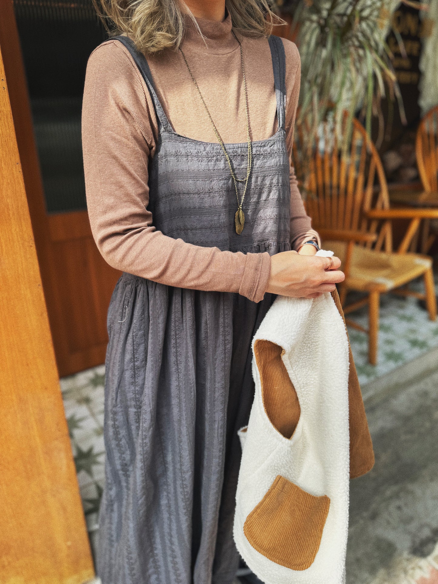 CA567 Embroidered Dobby Layer Dress