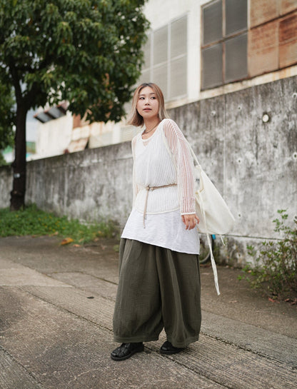 CA649 GAUZE COTTON BALLOON PANTS