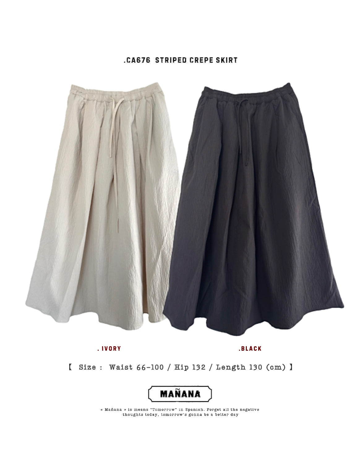 CA676 Striped Crepe Skirt