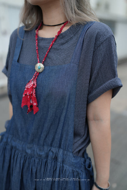 CA612 Light Weight Denim One-Piece Dress