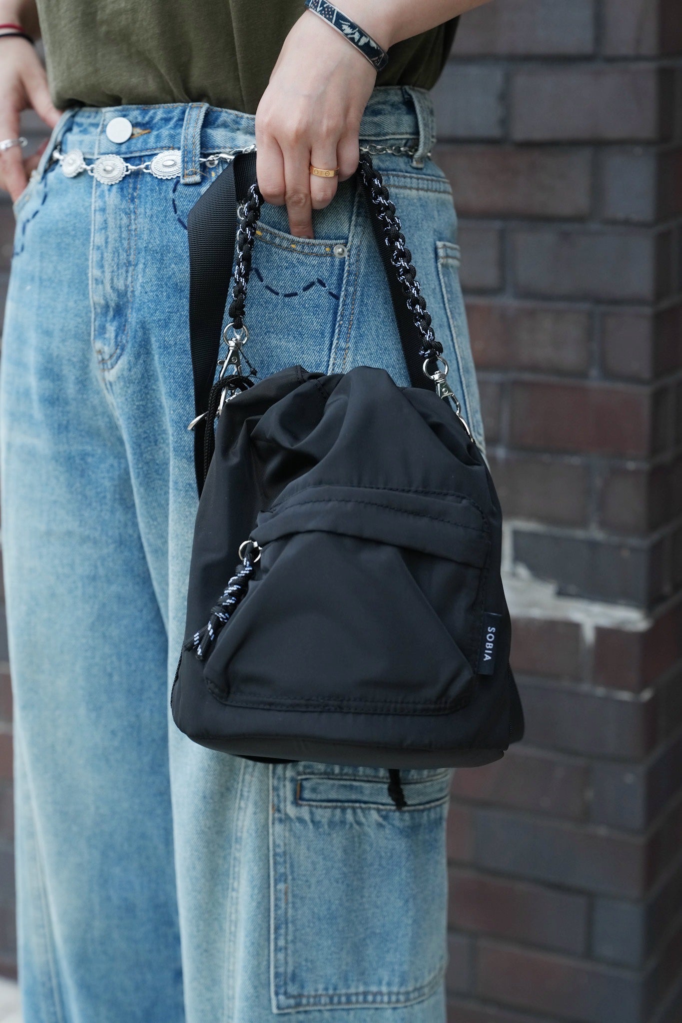 NA439 2WAY DRAWSTRING BUCKET BAG