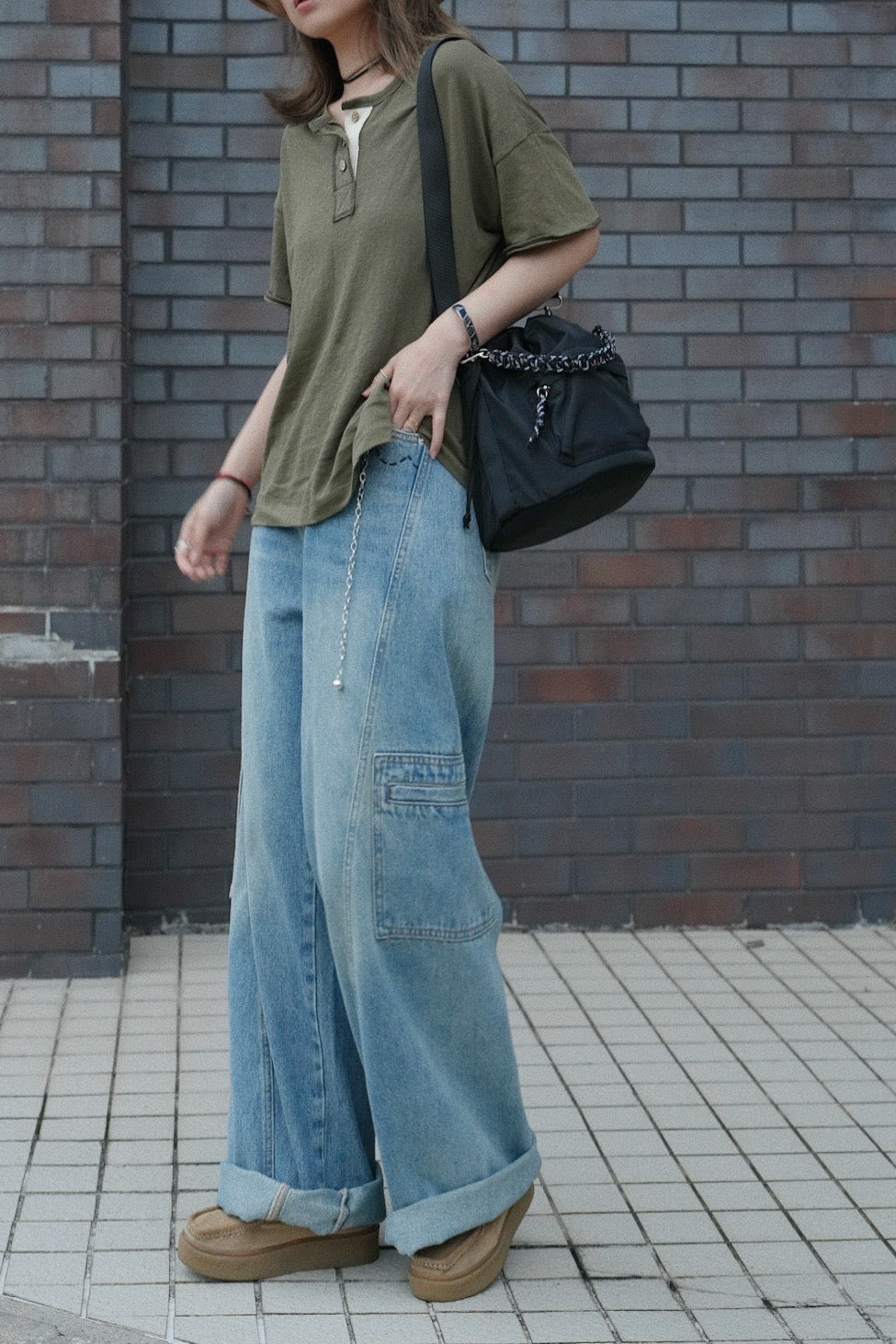NA439 2WAY DRAWSTRING BUCKET BAG