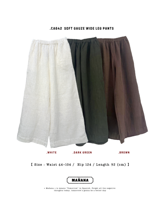CA642 SOFT GAUZE WIDE LEG PANTS